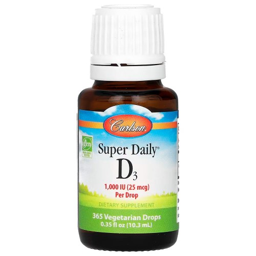 Carlson, Super Daily® D3, 25 мкг (1000 МЕ), 10,3 мл (0,35 жидк. унции)